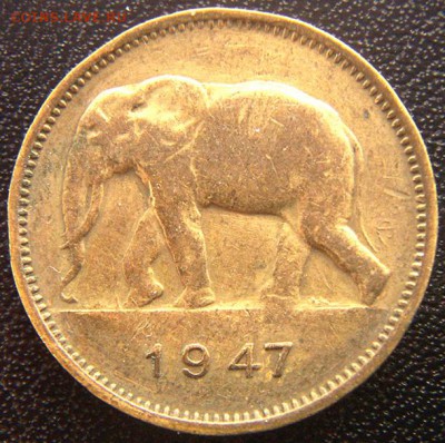 Бельгийское Конго_2 франка со слоном 1947; до 23.04_22.16мск - 7892