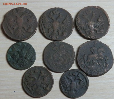 полушка 1735,37,40г.денга 1740,48,49,68ем,копейка 1790г ем - p4250096_Q1