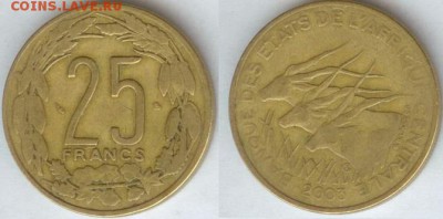 Центральная Африка, 25 франков, 2003г,до 21.00мск 02.05.2014 - ЦАР 25 франков