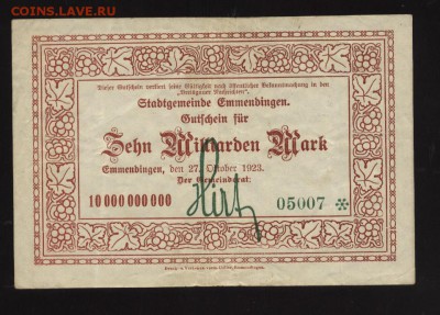 Германия Эммендинген 10 млрд 1923  2.05.14 20-00 - 1 007