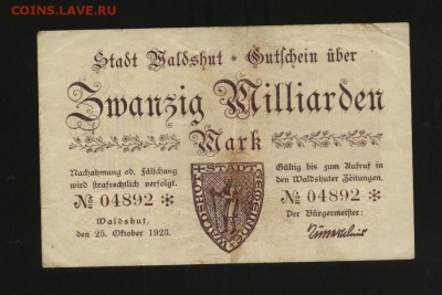 Германия Вальдшут 20 миллиардов 1923  2.05.14 20-00 - 1 060