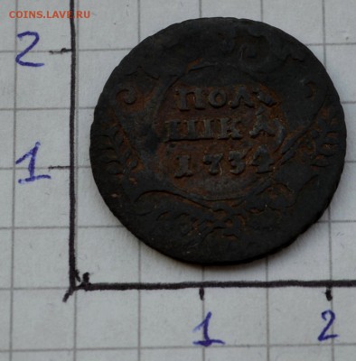 Денга, 1731г.,перечекан из рамочной копейки. - 43-1.JPG