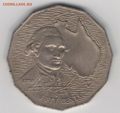 АВСТРАЛИЯ 50 ЦЕНТОВ 1970 ДЖЕЙМС КУК 01.05 В 22.00МСК (8536) - 4-ав70а