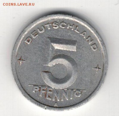 ГДР 5 ПФЕННИГОВ 1949А ДО 01.05.14 В 22.00МСК (8561) - 4-гдр5-49а