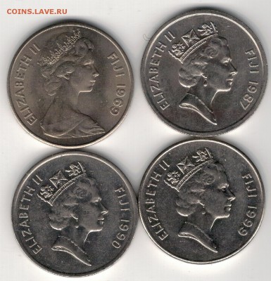 ФИДЖИ 20 ЦЕНТОВ 1969-2006 (4ШТ) ДО 01.05 В 22.00МСК (8679) - 4-ф20