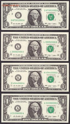 1 доллар США 2009г 4шт все с 000. до 22-00 мск 03.05.14 г. - 1дол США  4шт.000 аверс