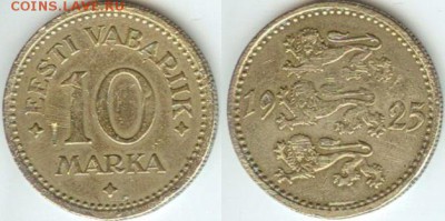 Эстония, 10 марок 1925 до 21.00 по Москве 05.05.2014 - Эстония 10 марок 1925