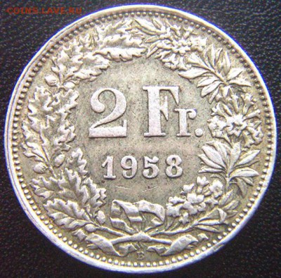 Швейцария_2 франка 1958. Серебро; до 29.04_22.34мск - 7924