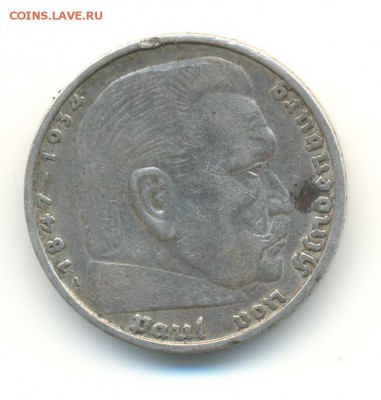 Ag. 3й рейх 5 марок 1935А . до 6.05 22:00 - 5