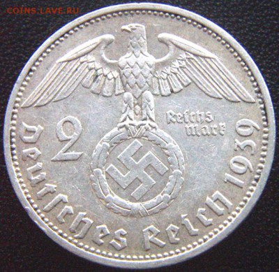 Германия (3-й Рейх)_2 рейхсмарки 1939(А); Ag; до 02.05_22.00 - 8029