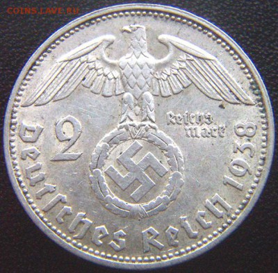 Германия (3-й Рейх)_2 рейхсмарки 1938(Е); Ag; до 02.05_22.02 - 8031