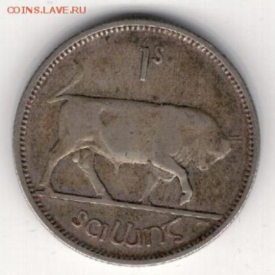 Ag ИРЛАНДИЯ ШИЛЛИНГ 1928 БЫК ДО 08.05 В 22.00МСК (8514) - 5-ир28а