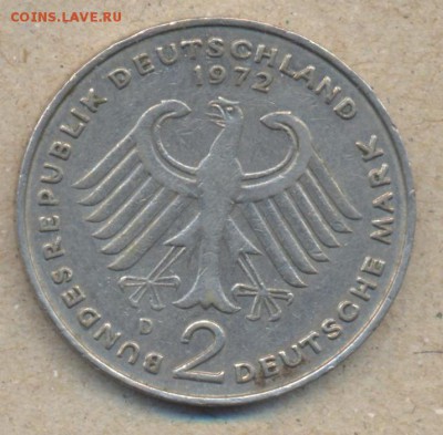 ФРГ 2 марки 1972 г. D  5.05.14 г. 21-00 МСК . - ФРГ 2 м 1969 D 1