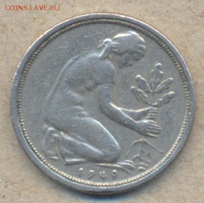 ФРГ 50 пфеннигов 1949 г. J  5.05.14 г. 21-00 МСК . - ФРГ 50 пф 1949 J 1