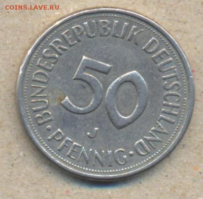 ФРГ 50 пфеннигов 1977 г. J  5.05.14 г. 21-00 МСК . - ФРГ 50 пф 1977 J