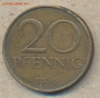 ГДР 20 пфеннигов 1969 г.  5.05.14 г. 21-00 МСК . - ГДР 20 пф 1969