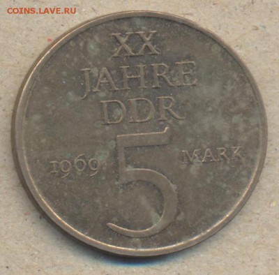 ГДР 5 марок 1969 г.  5.05.14 г. 21-00 МСК . - ГДР 5 м 1969