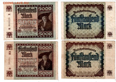 Германия, 2×5000 марок 1922 (2 типа), до 11.05 @ 22:00 - banknote_1351