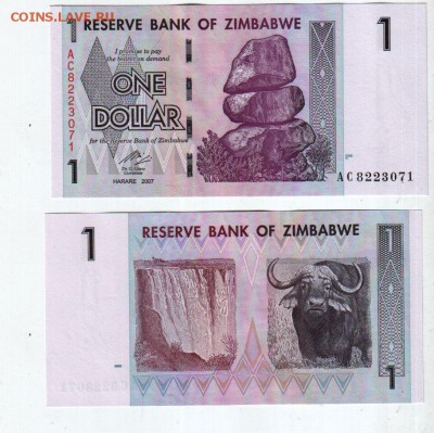 Зимбабве, 1 доллар 2007 UNC, до 11.05 @ 22:00 - banknote_1326-0-3