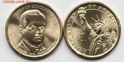 1$ - 30й президент США. опт. 63 рубля за монету. - 30 през