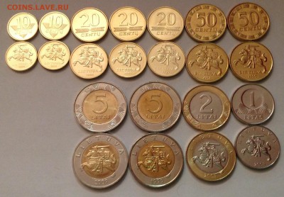 Монеты евро и других стран Европы и мира для обращения в UNC - Литва