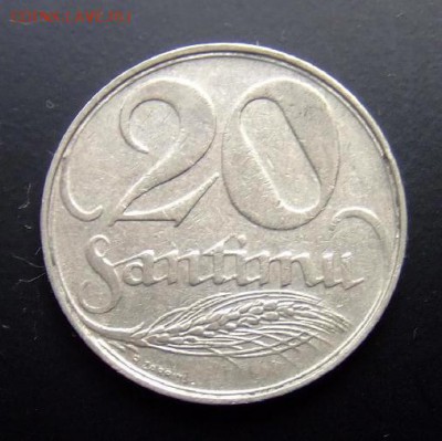 ЛАТВИЯ 20 сантимов (1922) до 10.05 (22.00) - Латвия 20 сантимов (1922) Р