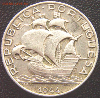 Португалия_2,5 эскудо 1944. Серебро; до 08.05_22.04мск - 8068