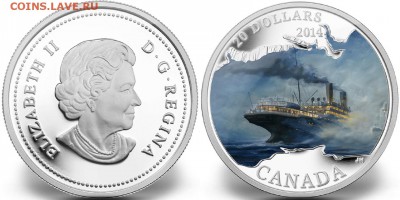Монеты с Корабликами - 2014 20 долларов RMS Empress of Ireland