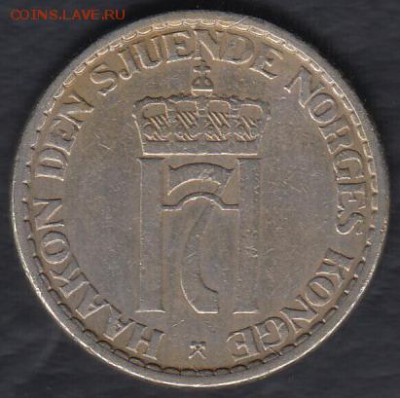 Норвегия 1 крона 1957 до 14.05.2014 22-00 - Норвегия 1 крона 1957 р