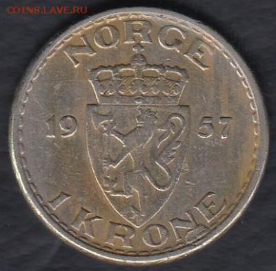 Норвегия 1 крона 1957 до 14.05.2014 22-00 - Норвегия 1 крона 1957 а