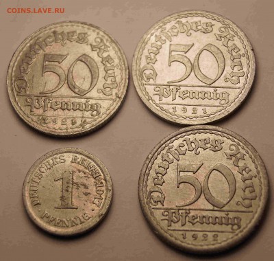50 пфеннигов 3шт 1921-1922 и 1пфенниг 1917 до 19.05.2014 - 50 пфеннигов 3+1_1.JPG
