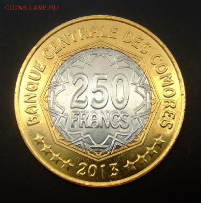 КОМОРСКИЕ О-ВА 250 франков (2013) независим до 19.05 (22.00) - Коморские острова 250 франков (2013) «50 лет Независимости» бм Р