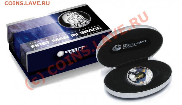 Юрий Гагарин. острова Кука. 1 доллар серебро - Cook_Islands_2008_Gagarin_Orbital_Silver_Color_Inbox