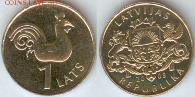 Латвия 1 лат 2005 Петух, до 21.00 мск 24.05.2014 - Латвия 1 лат 2005 Петух