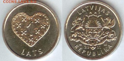 Латвия 1 лат 2011, Пряничное сердце, до 21.00 мск 24.05.2014 - Латвия 1 лат 2011, Пряничное сердце
