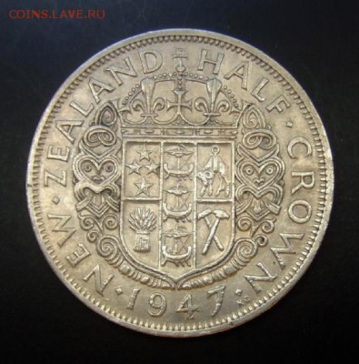 2 - Новая Зеландия 0,5 кроны (1947) «Герб» Р