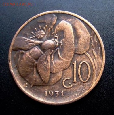 2 - Италия 10 чентезимо (1931) «Пчела» Р
