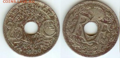 Франция 25 сантим 1920 до 21.00мск 25.05.2014 - Франция-25 сантимов 1920г