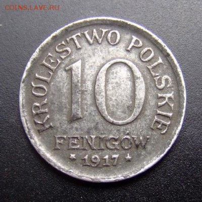 2 - Польша (Германо-Австрийская оккупация) 10 фенигов (1917 FF) Р