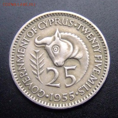 2 - Кипр 25 милс (1955) «Голова быка» Р