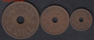 Дания 1, 2 и 5 эре 1927 до 21.05.2014 22-00 - Дания 1927 1а