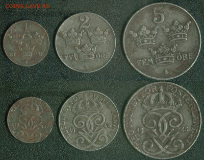 Швеция 1,2,5 оре 1945 до 22:00мск 24.05.14 - 1945