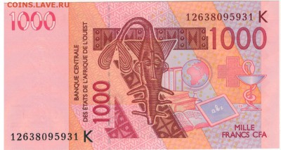 1000 франков КФА 2003 до 26.05.14 в 22.00мск (8406) - 1-кфа1