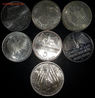 ФРГ 5марок(6шт)+10марок(1шт) Ag. до 26.05.14 22-00 - 2014-05-23 09.52.28