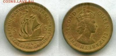 С рубля Б. Карибы 5 ц. 1962 до 26.05.14 - Б Карибские Тер 5ц 1962