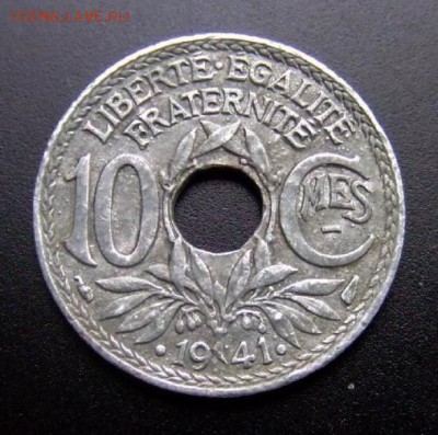 2 - Франция 10 сантимов (1941) цинк (с точками у даты) Р