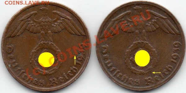 БРАК,раскол 1рейхспфенниг 1939г G 2шт. до22.03.10 22.00мск - img406