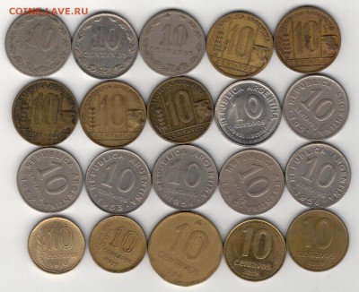 Аргентина 10 сентаво 1899-2009 (20шт) 02.06 в 22.00мск(8934) - 4-ар10с1