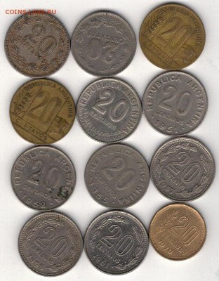 Аргентина 20 сентаво 1920-70 (12шт) 02.06 в 22.00мск (8934) - 4-ар20с1