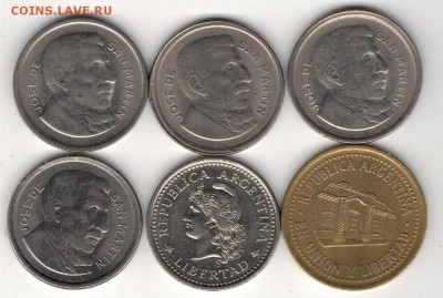 Аргентина 50 сентаво 1952-93 (6шт) 02.06 в 22.00мск (8934) - 4-ар50с